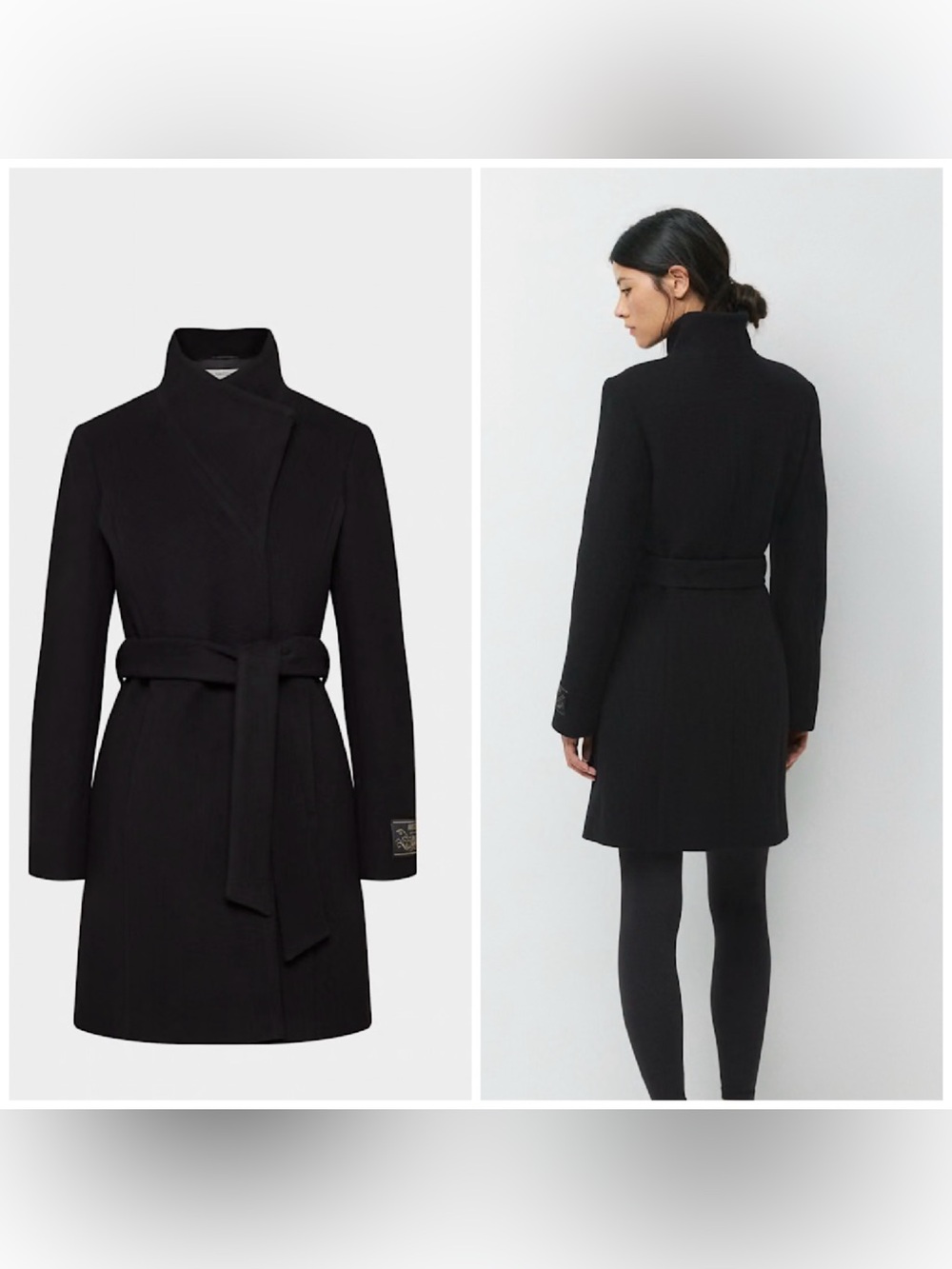 Babaton Connor Soft Wool Cashmere Mid Coat Black Size S